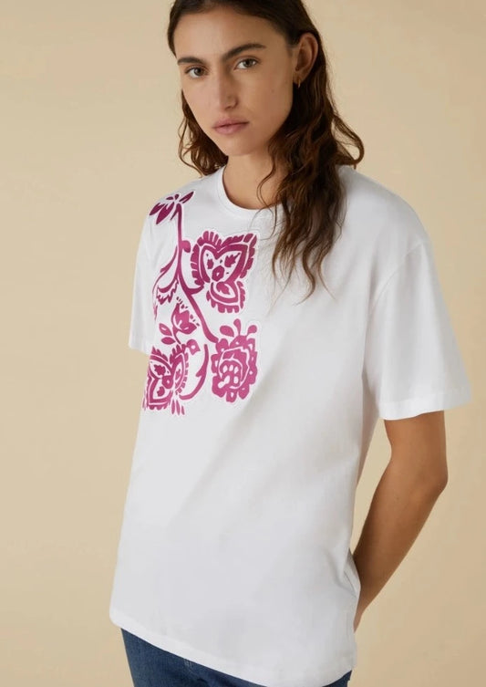 T-shirt Linate bianca fucsia
