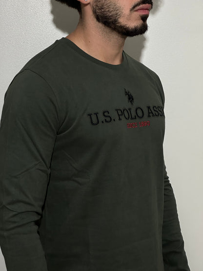 T-shirt manica lunga verde militare