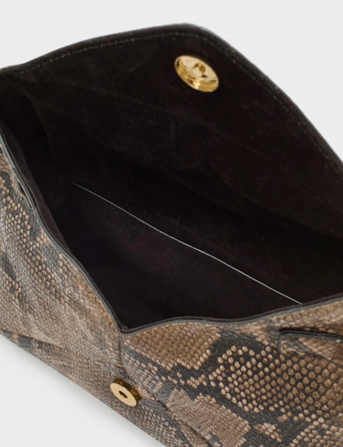 BORSA NOIR CLUTCH SNAKE MARRONE