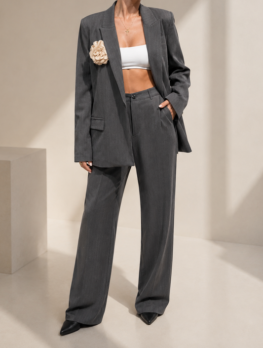 PANTALONE DRITTO GESSATO