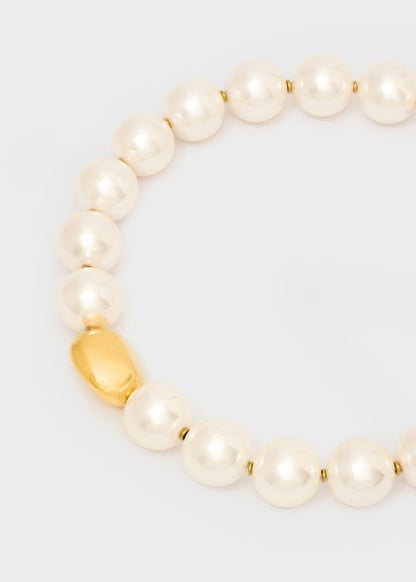 Collana pearl con elemento sfera oro