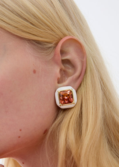 Orecchini serena con pietra bianco e rosa