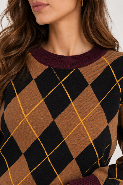 MAGLIA GIROCOLLO JACQUARD ROMBI