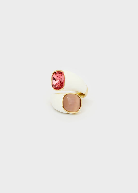 Anello serena con pietre bianco e rosa