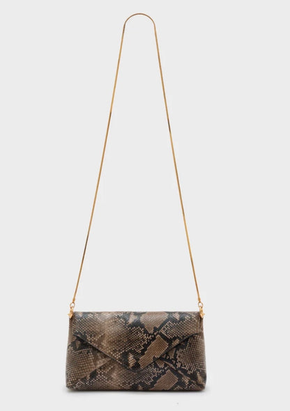 BORSA NOIR CLUTCH SNAKE MARRONE