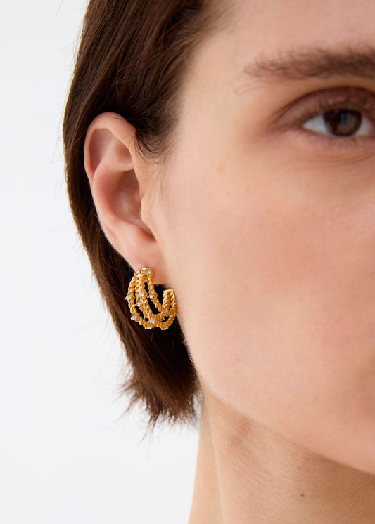 Orecchini Semicerchio con pietre oro