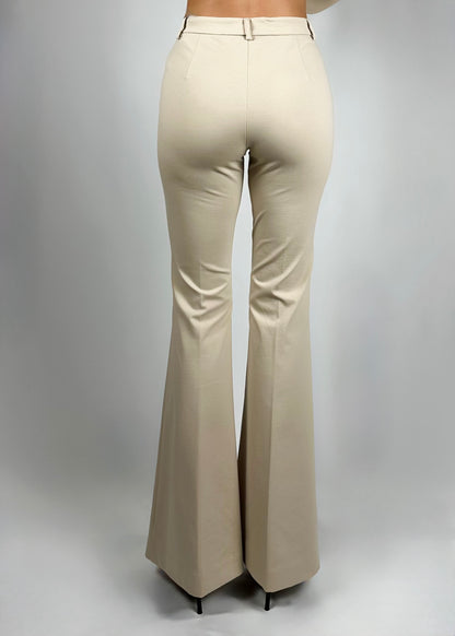 Pantaloni a zampa beige