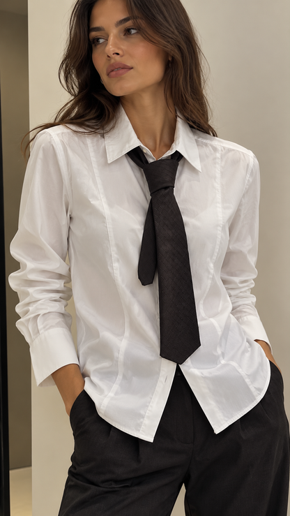 CAMICIA CON CRAVATTA ECO BIANCO/MOKA