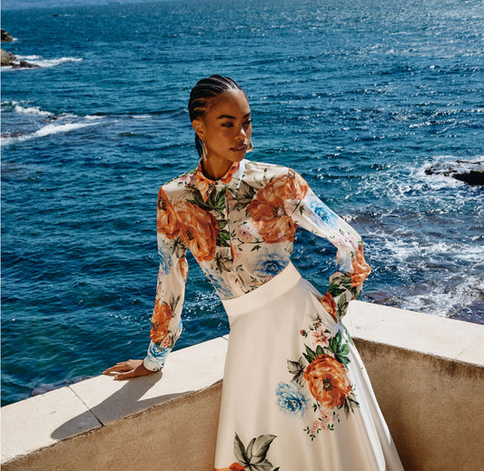 Gonna in raso stampato