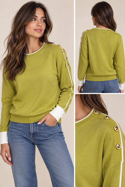 MAGLIA CON CONTRASTI E BOTTONI
