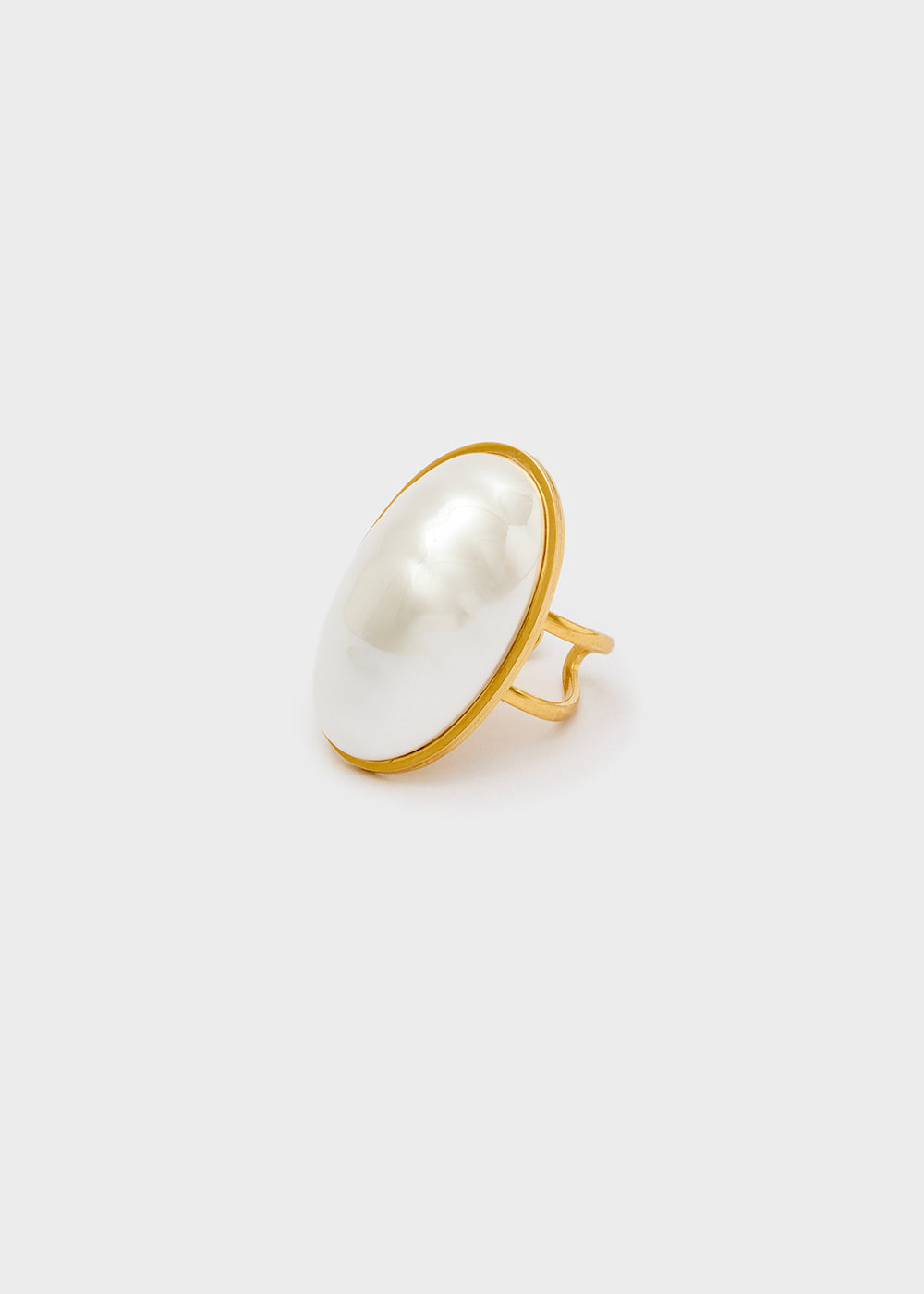 Anello ovale acciaio inossidabile oro perla
