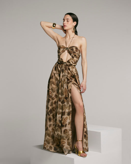 Abito in cotone fantasia animalier