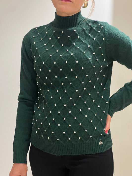 Maglia dolcevita con pietre