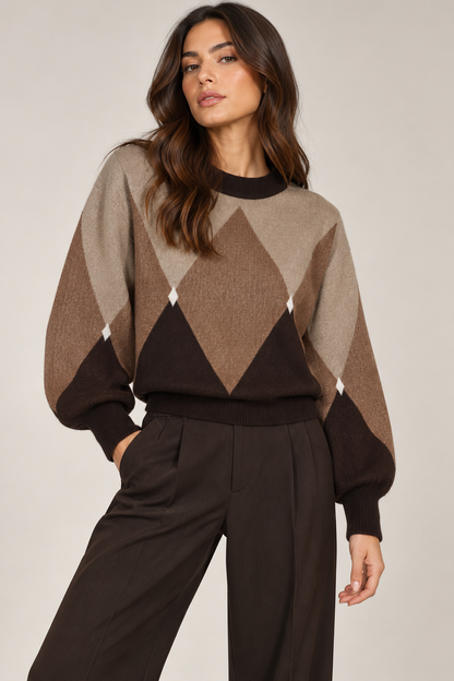 MAGLIA GIROCOLLO DISEGNO ROMBI