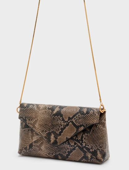 BORSA NOIR CLUTCH SNAKE MARRONE