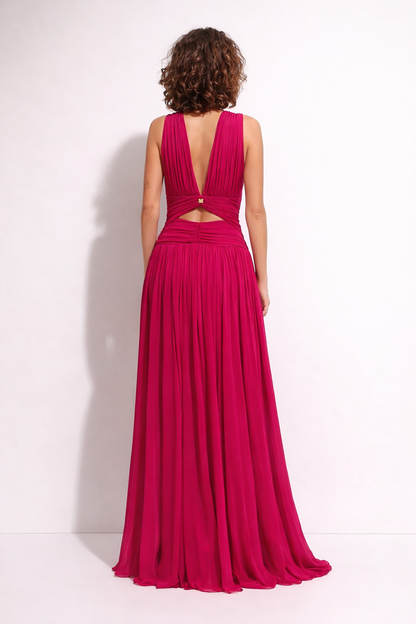 ADELA V NECK LONG DRESS