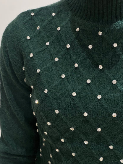 Maglia dolcevita con pietre