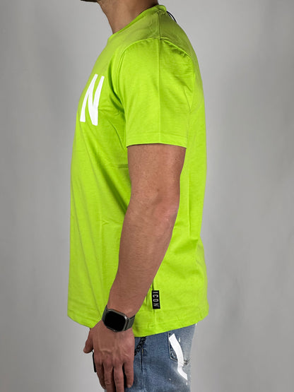 T-shirt fluo con logo bianco