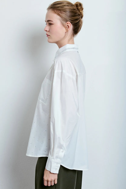 CAMICIA OVER STRASS BIANCO