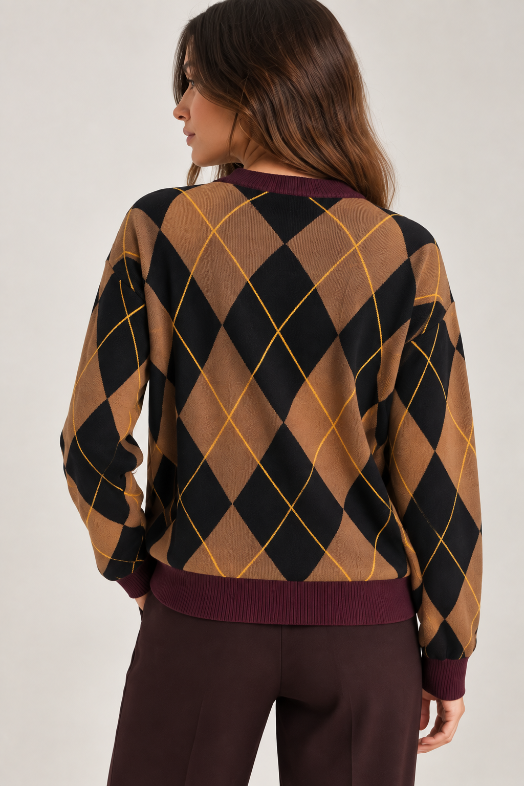 MAGLIA GIROCOLLO JACQUARD ROMBI