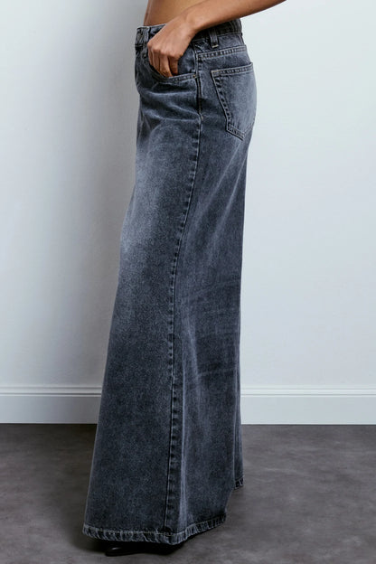 JEANS WIDE LEG BLACK DENIM
