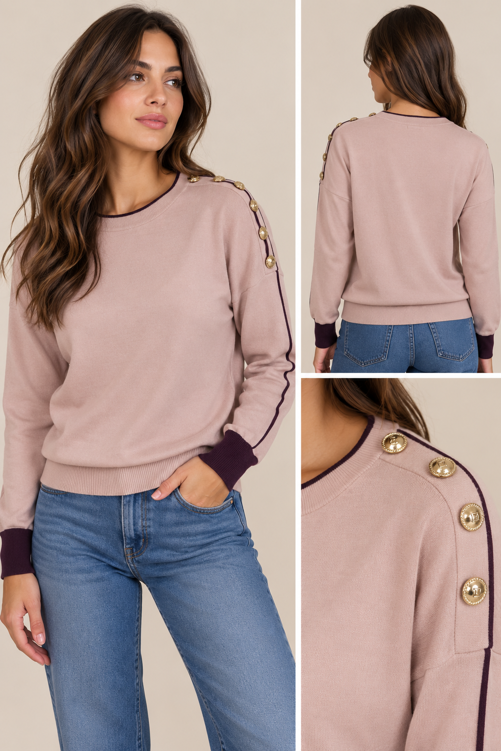 MAGLIA CON CONTRASTI E BOTTONI