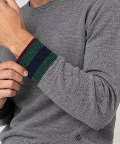 Pull girocollo visc/nyl contrasti
