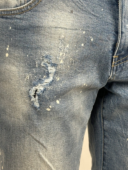Jeans cinque tasche con logo bianco