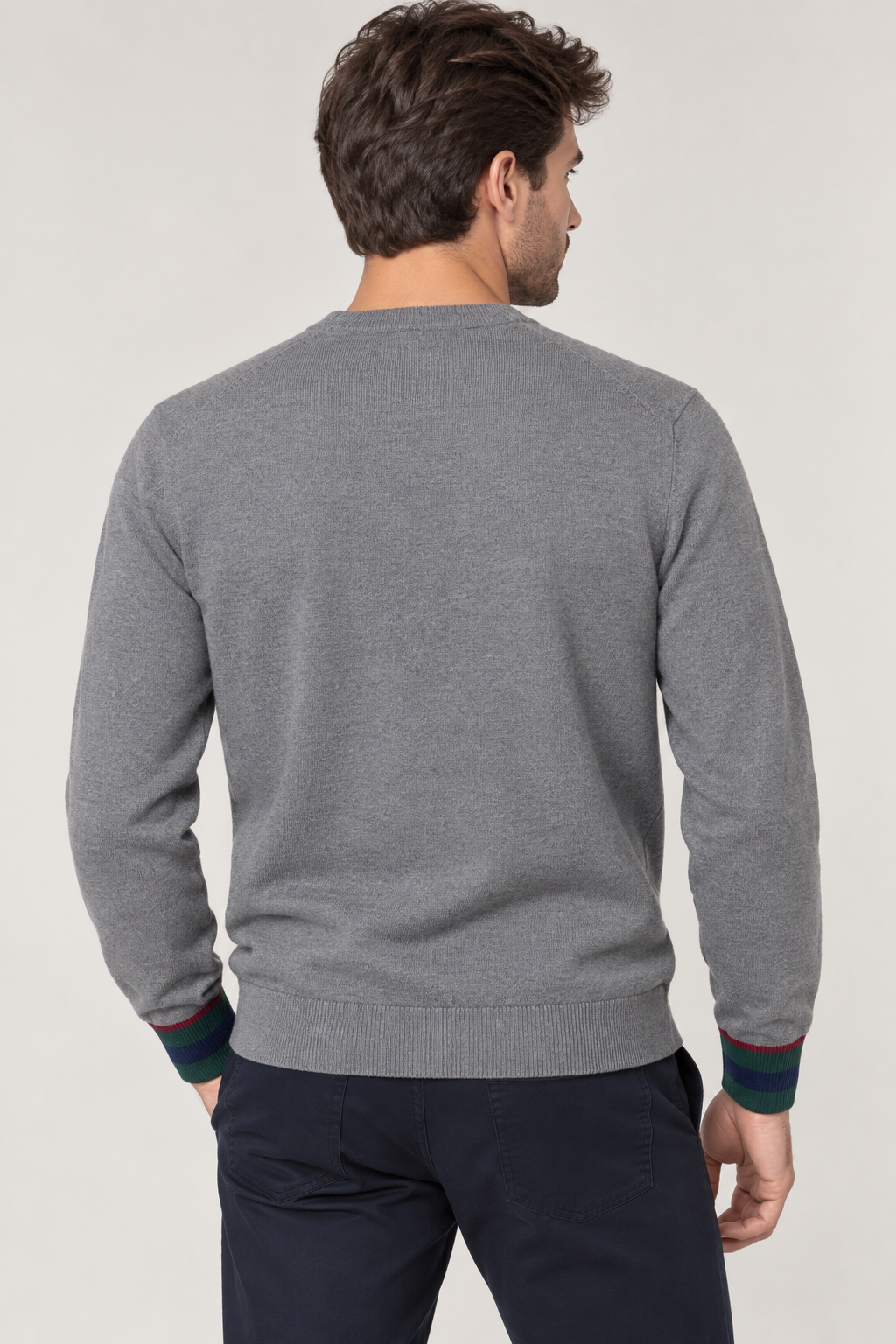 Pull girocollo visc/nyl contrasti