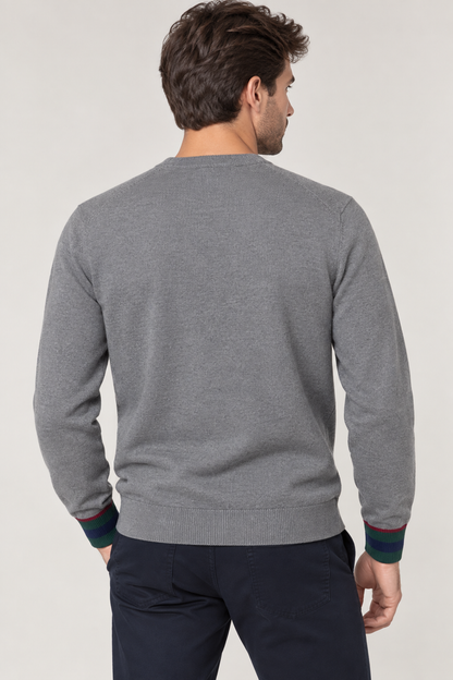 Pull girocollo visc/nyl contrasti