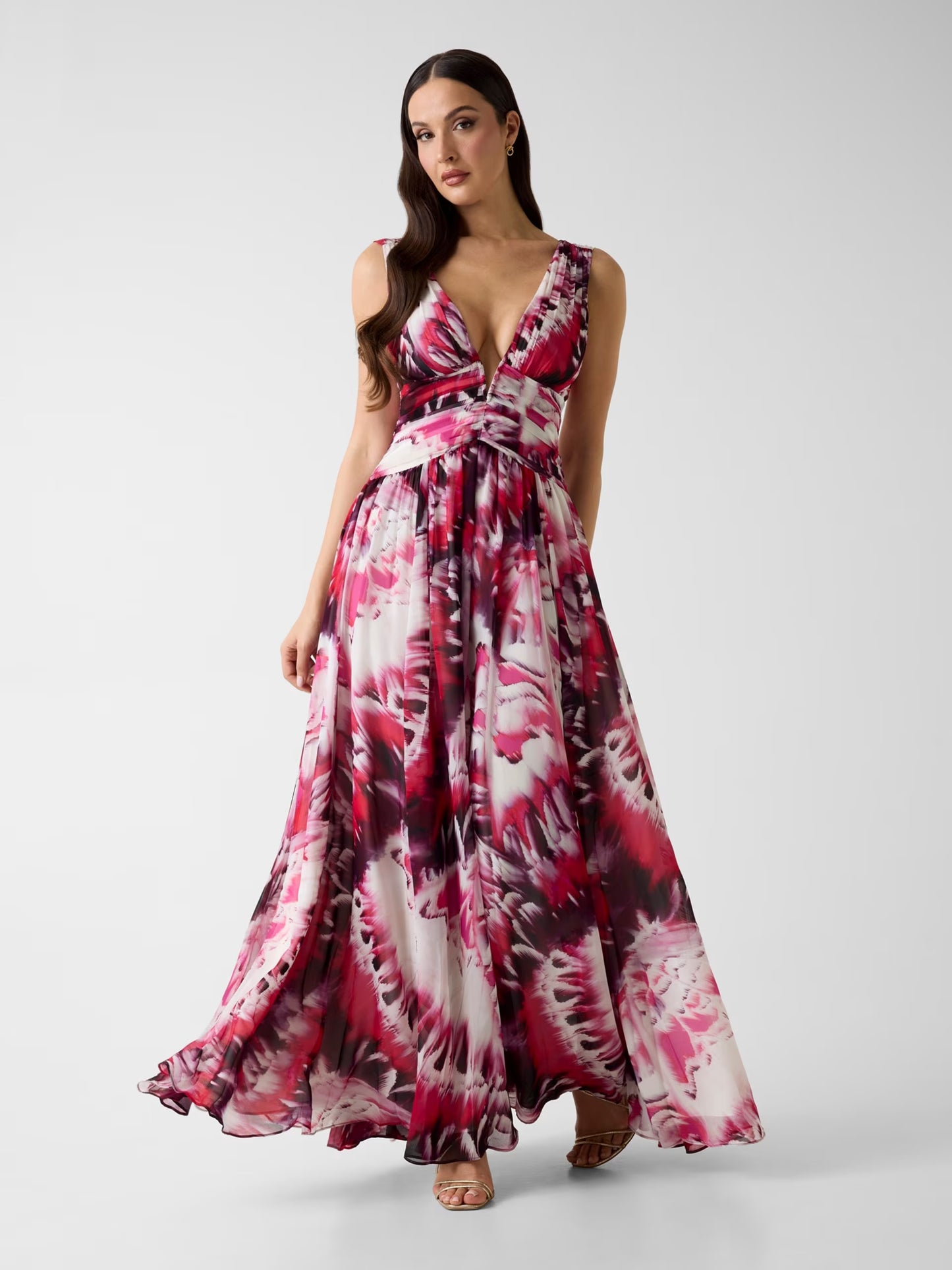 ADELA V NECK LONG DRESS