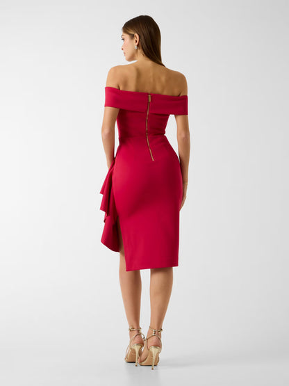 ANDREA SCUBA OFF SHOULDER DRESS