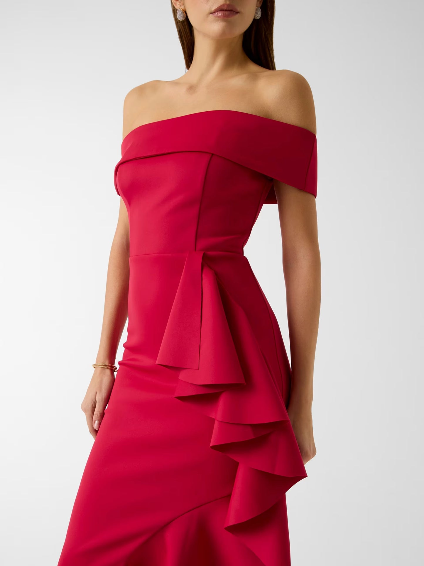 ANDREA SCUBA OFF SHOULDER DRESS