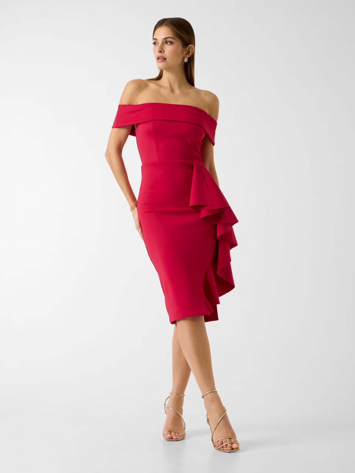 ANDREA SCUBA OFF SHOULDER DRESS