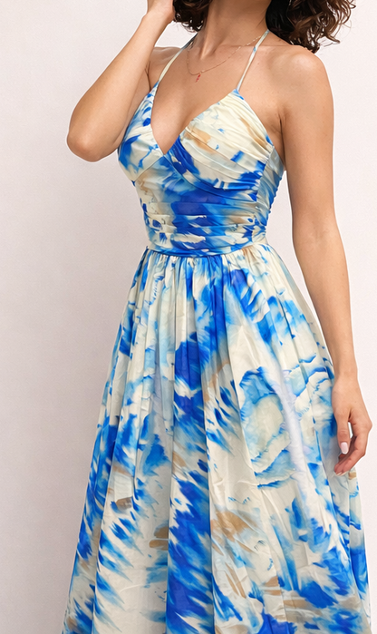 KAT PRINTED SL MIDI DRESS