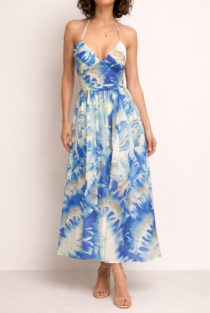 KAT PRINTED SL MIDI DRESS