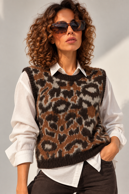 GILET IN MAGLIA ANIMALIER