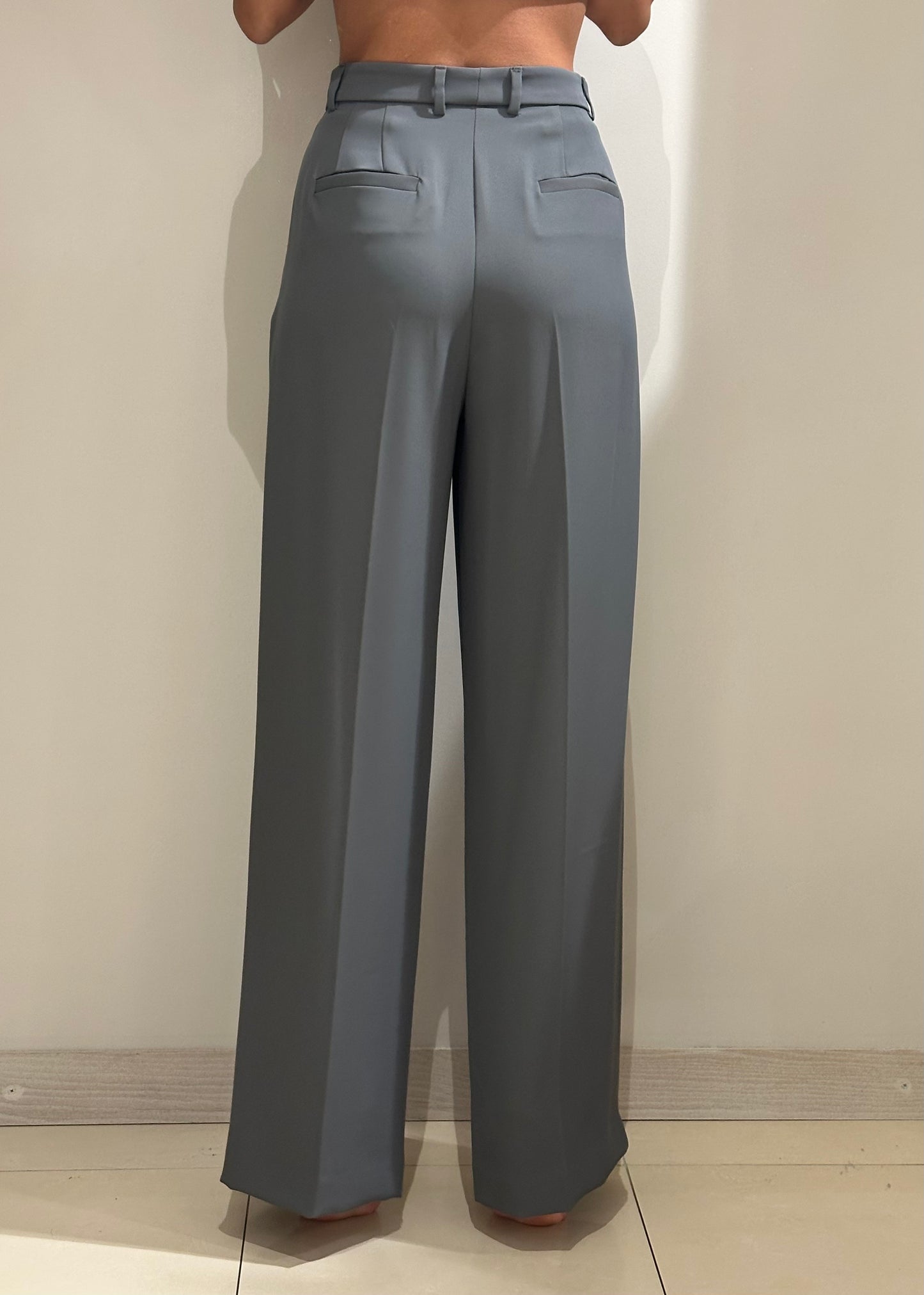 Pantalone a vita alta grigio