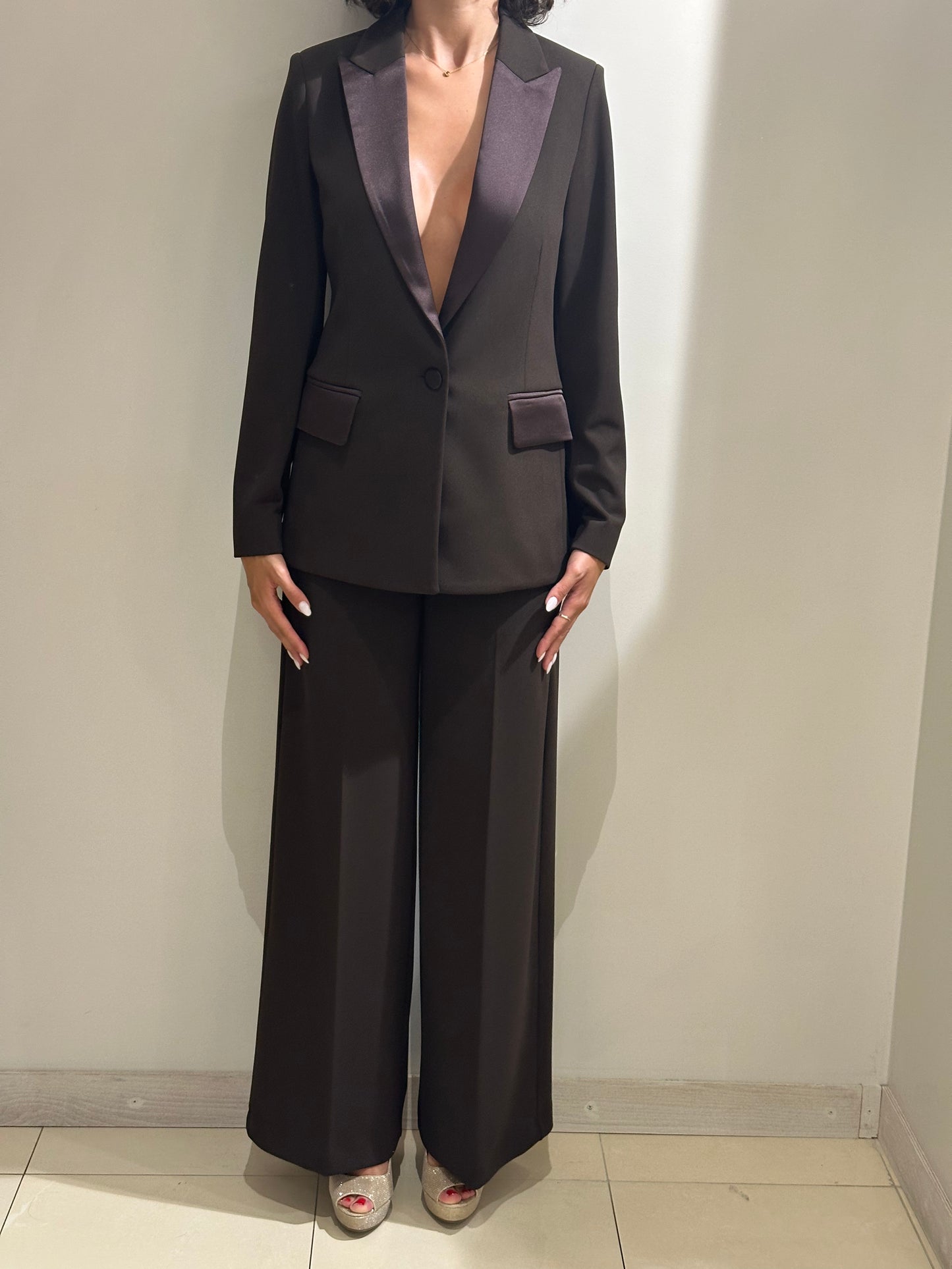 Pantalone wide leg bordaux o fondente