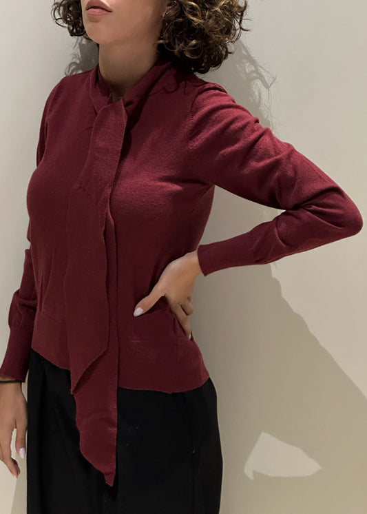 Maglia bordeaux con fiocco