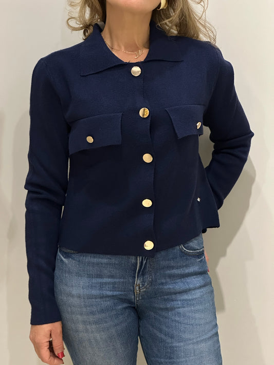 Giacca corta in maglia con tasche