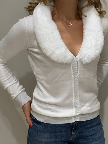 Cardigan con pelliccia