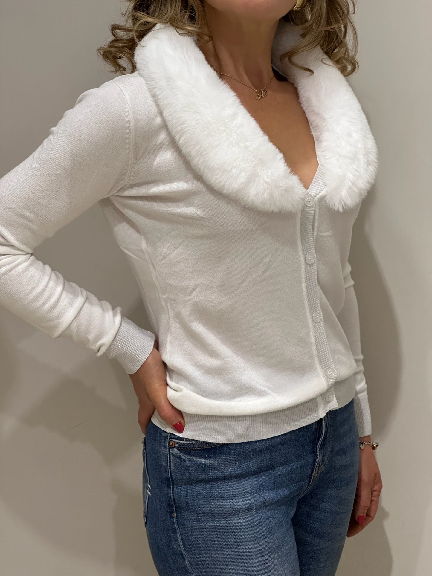 Cardigan con pelliccia