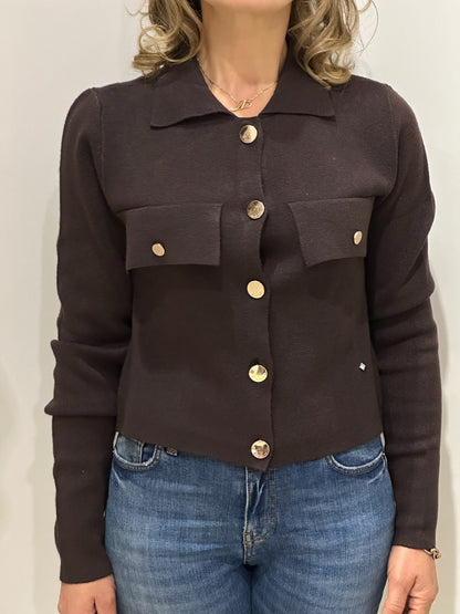 Giacca corta in maglia con tasche