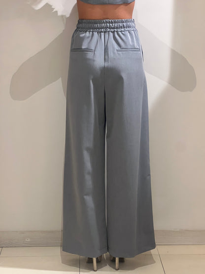 Pantalone ampio con coulisse grigio