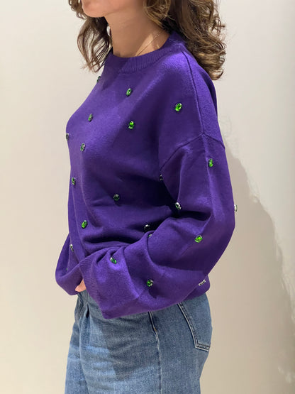 pull girocollo con applicazioni