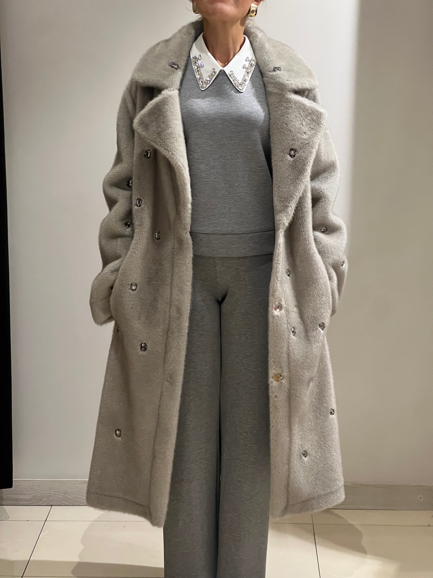 Cappotto Vicolo con pietre grigio o marrone