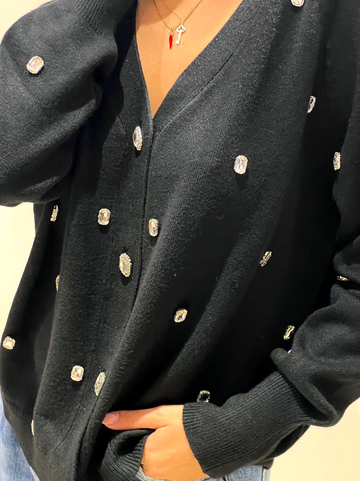 Cardigan in maglia con applicazioni