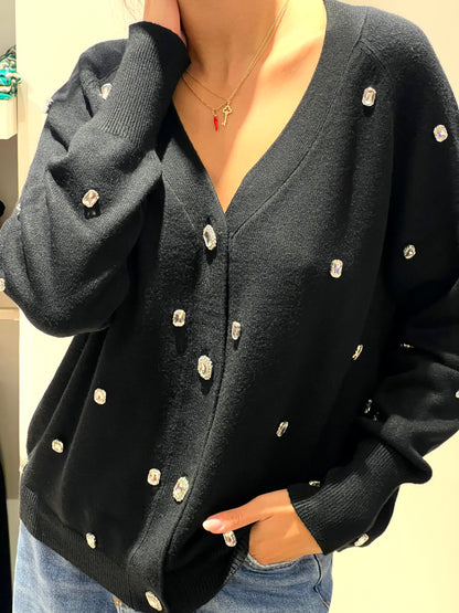 Cardigan in maglia con applicazioni