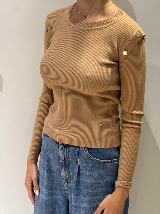Maglia a costine bottoni oro